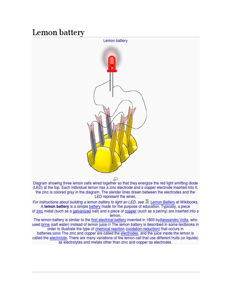 Lemon Battery Battery (Electricity) Electrode Free 30day Trial