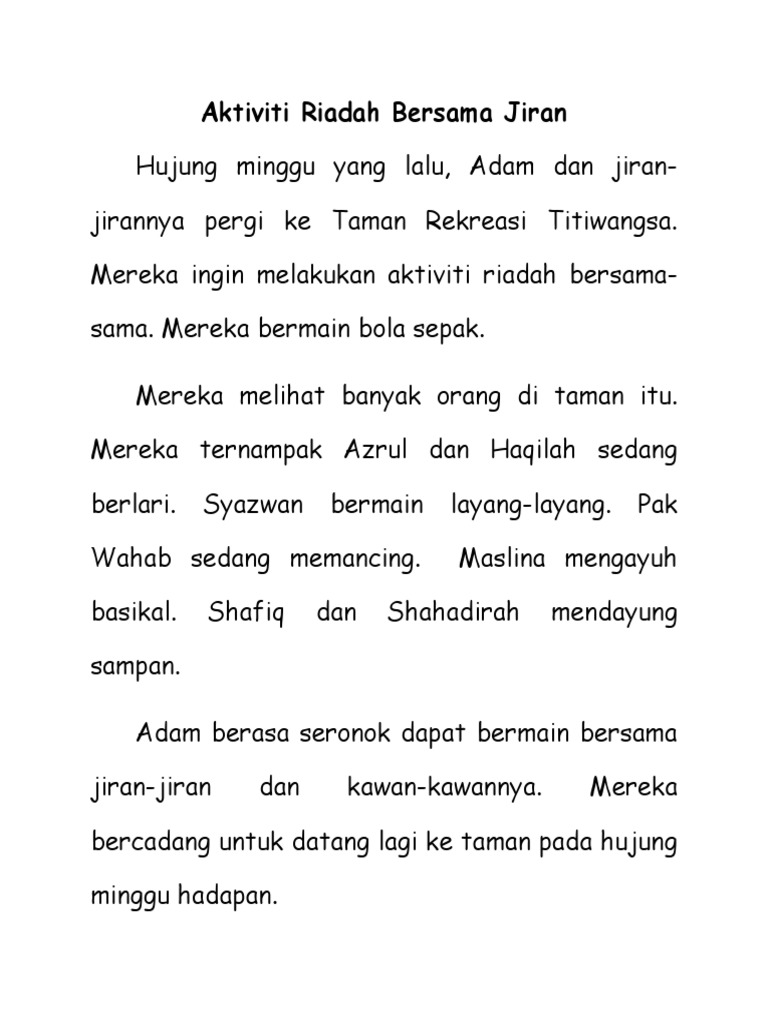 Aktiviti Riadah Bersama Jiran Pdf