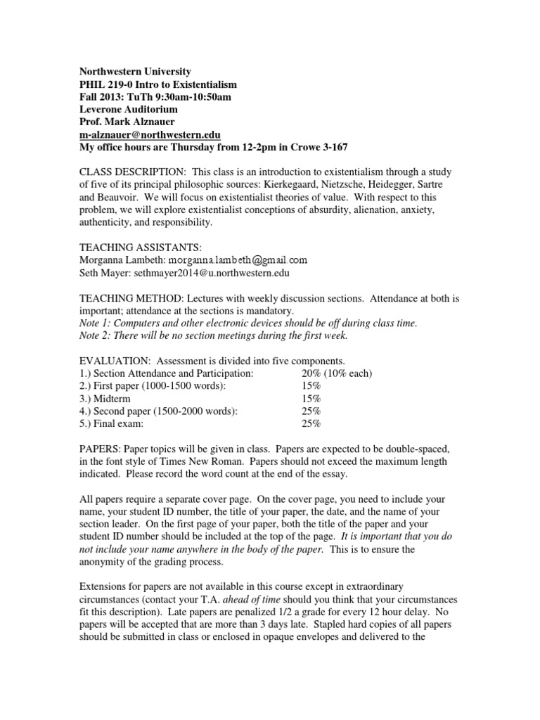 Existentialism intelligence overview
