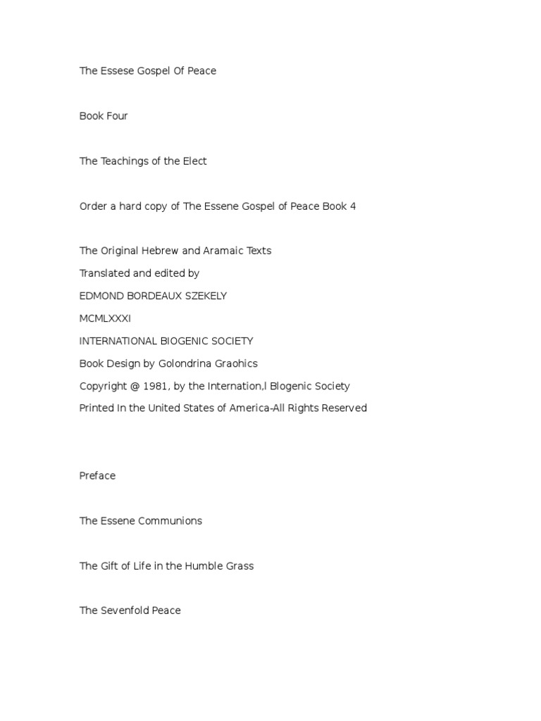 Essene Gospel of Peace 4 PDF Angel Wisdom