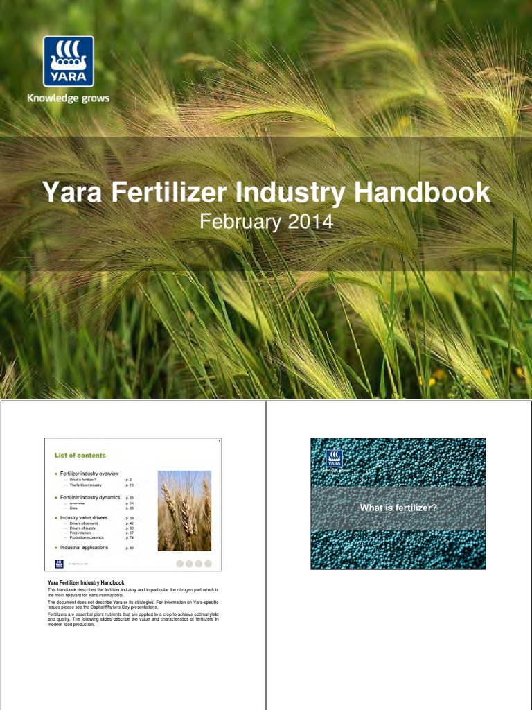 2014 Yara Fertilizer Industry Handbook PDF Plant Nutrition Fertilizer