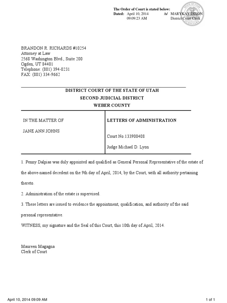 Court Order Summary - April 2014 | PDF