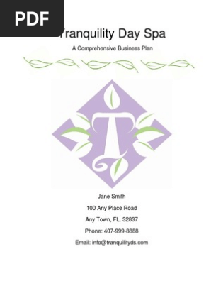 Business Plan Sample Tranquility Day Spa Plan