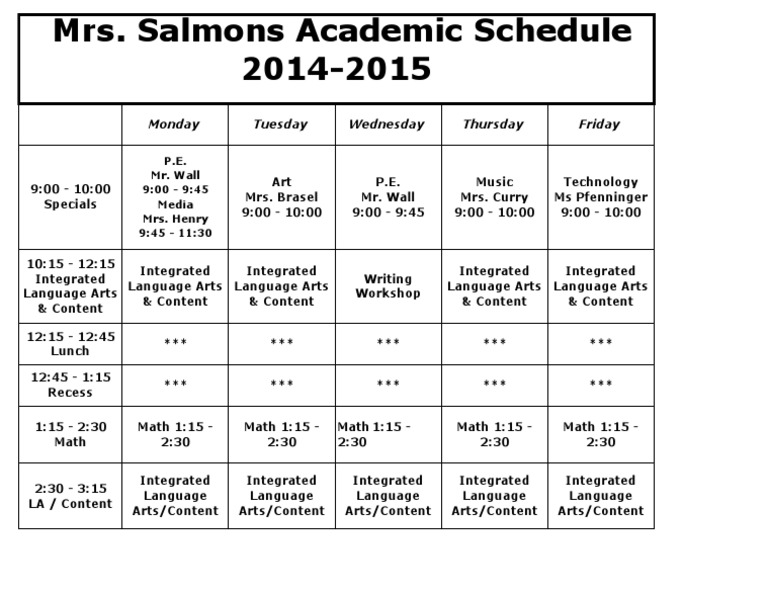 2014-2015 Academic Schedule Overview | PDF