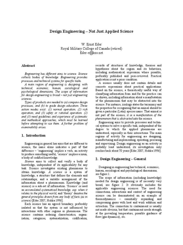 Design Engineering-Not Just Applied Science | PDF | Design | Engineering