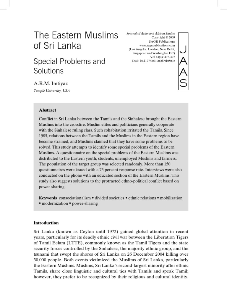 The Eastern Muslims of Sri Lanka | PDF | Social Science
