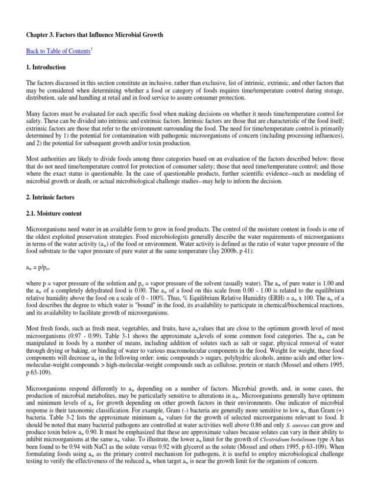 Evaluation and Definition of Potentially Hazardous Foods PDF Acid