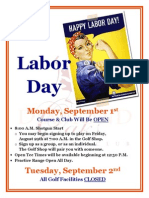 Labor Day: Monday, September 1