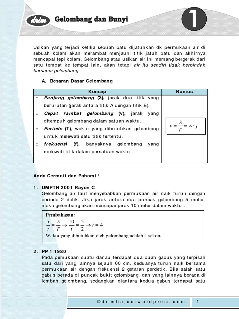 Rumus Cepat Rambat Gelombang Air Laut - Guru Paud