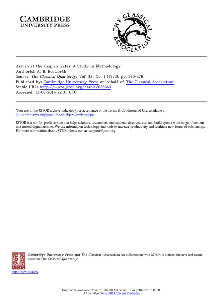 Arrian at The Caspian Gates PDF Classical Antiquity Ancient Europe