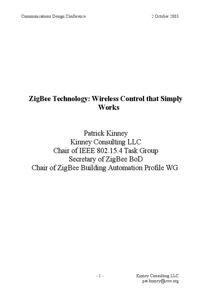 ZigBee Technology - Wireless Control That Simply Works | PDF | Computer ...