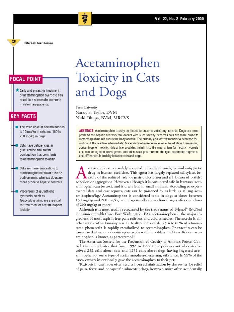 C+FAcetaminophen Toxicity in Cats and Dogs Glutathione Hemoglobin