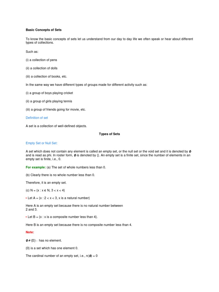Basic Concepts of Sets | PDF