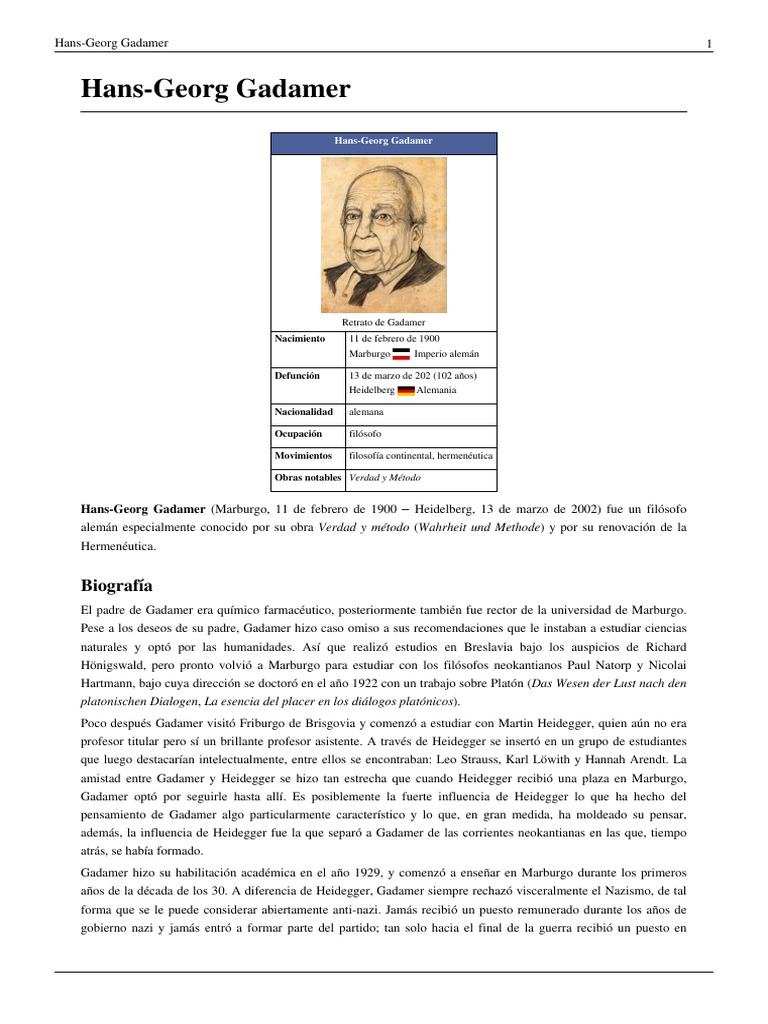 Biografía de Hans-Georg Gadamer | PDF | Ciencia cognitiva | Epistemología