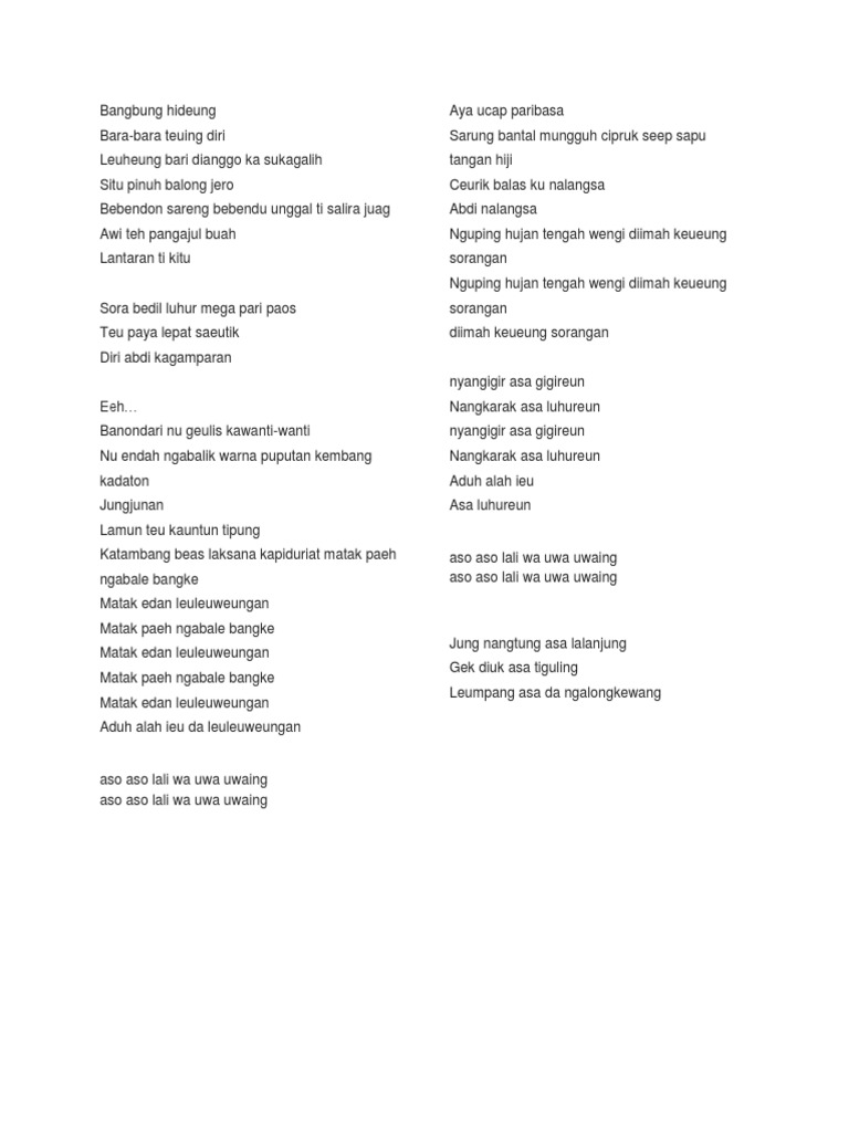Bangbung Hideung Lyric