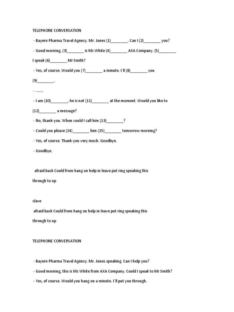 Telephone Conversation Segundo Año | PDF