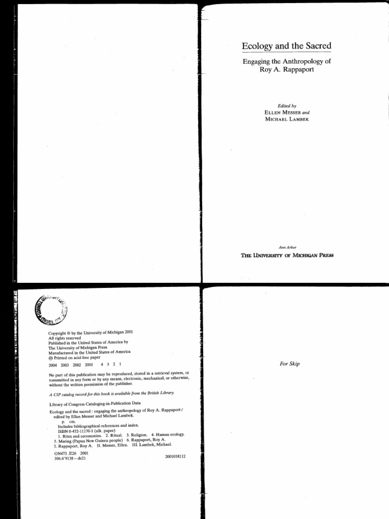 Ecology & The Sacred by Roy Rappaport | Anthropology | Rituals