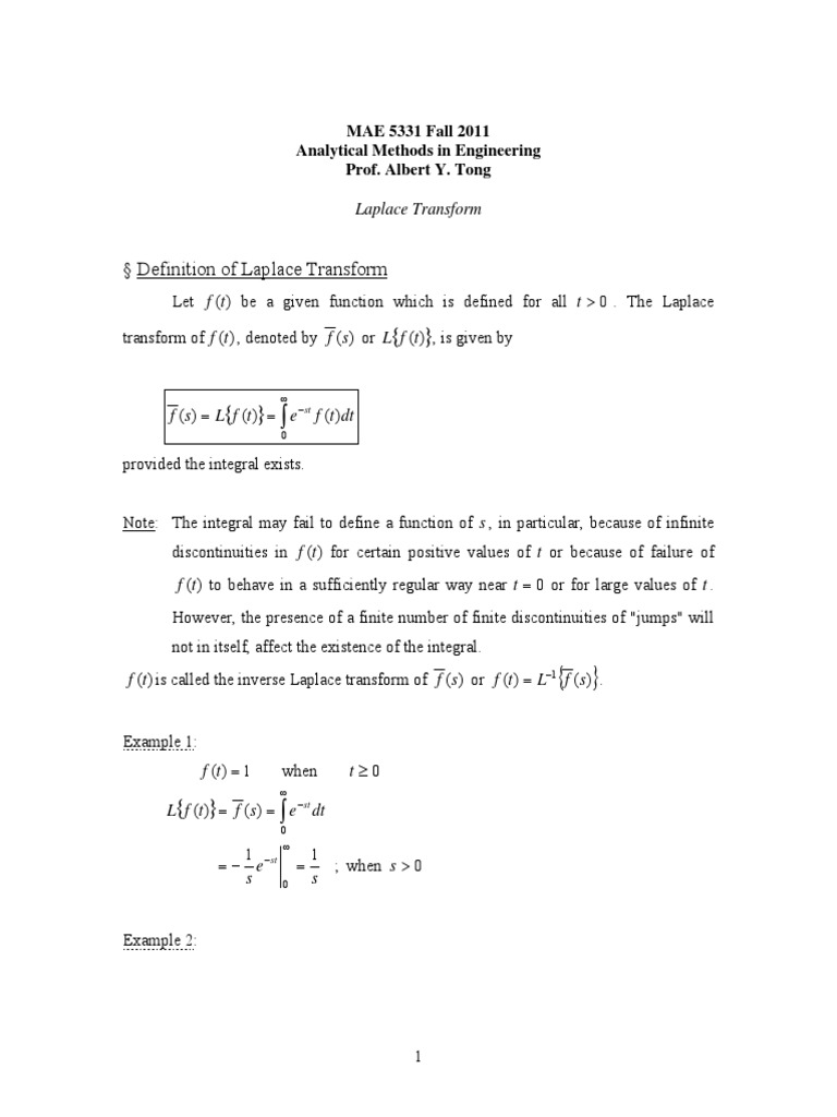 Analysis of the Laplace Transform and its Applications to Solving