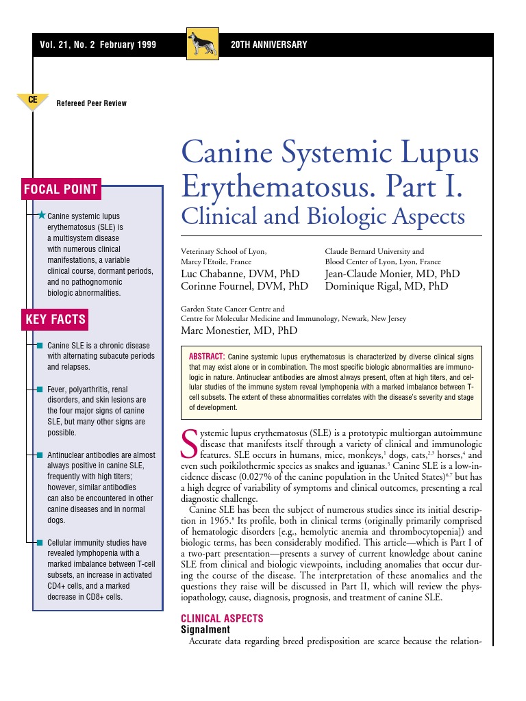 CANINECAnine Systemic Lupus Erythematosus.part I Systemic Lupus Erythematosus Cell Nucleus