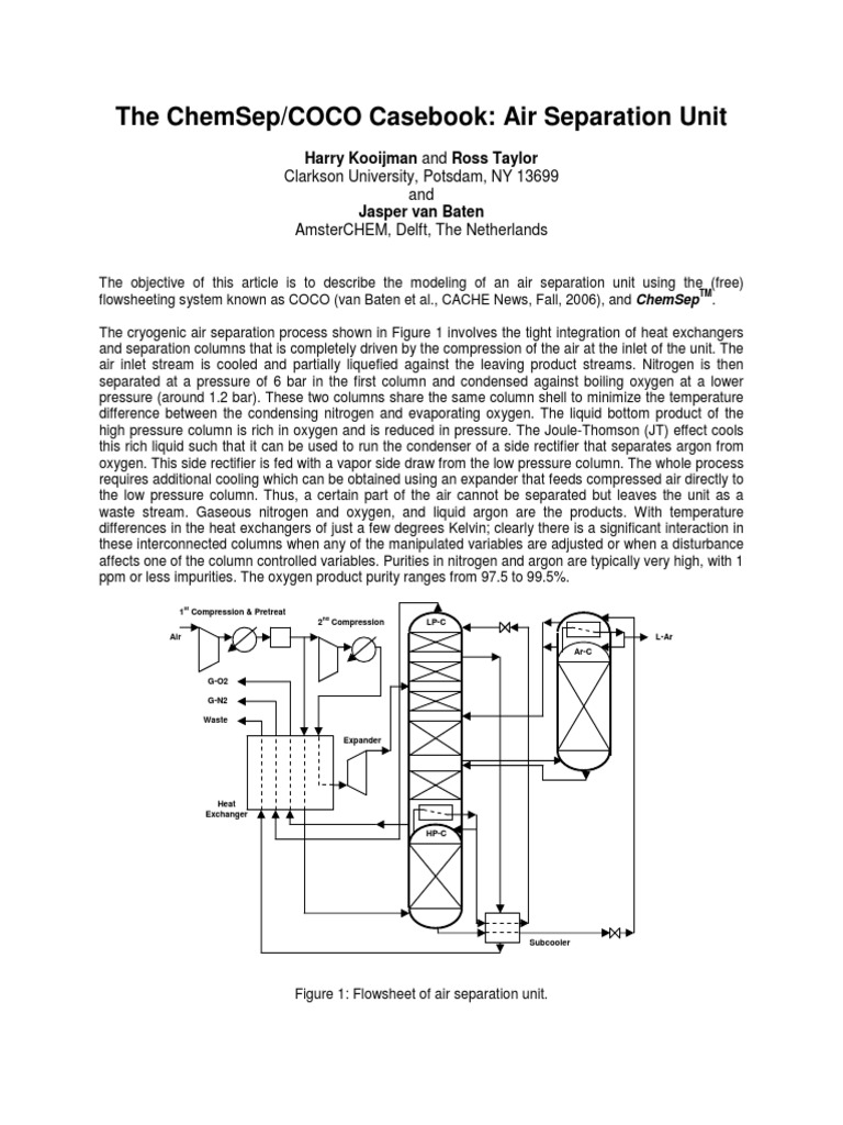 Modeling Air Separation Units with ChemSep | PDF | Heat Exchanger | Oxygen