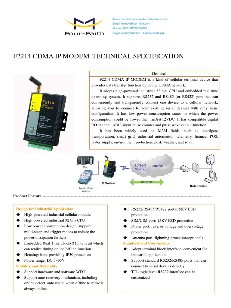 f2214 Cdma Ip Modem Technical Specification | PDF | Input/Output ...