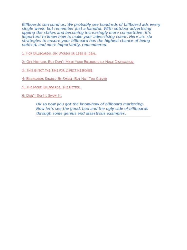 Effective Billboard Advertising Strategies | PDF