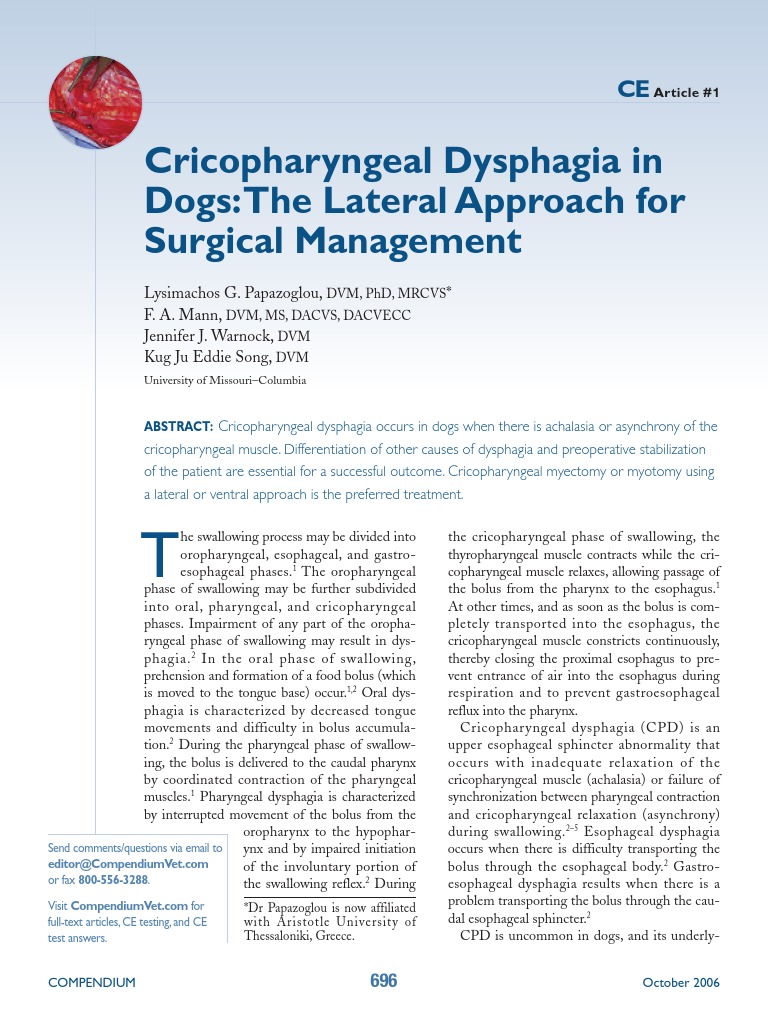 Cricopharyngeal Dysphagia | PDF | Esophagus | Medicine