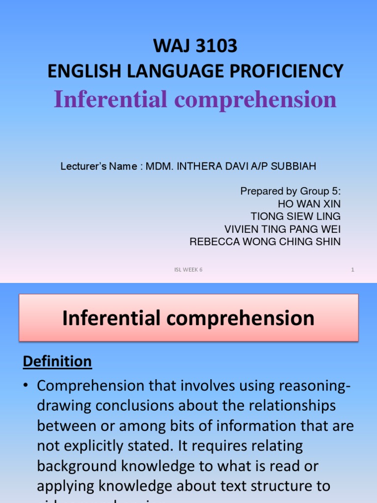 Inferential Comprehension | PDF