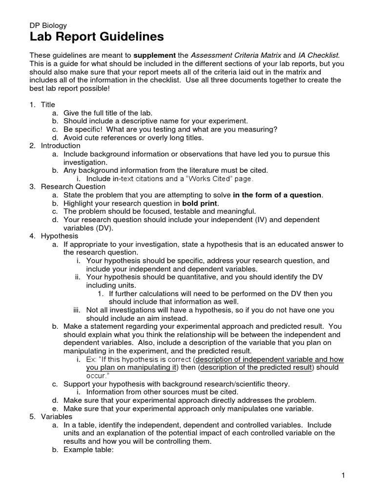 Lab Report Guidelines For Ib in Biology | PDF | Experiment | Statistics