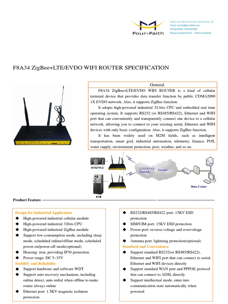 F8A34 ZigBee+LTE&EVDO WIFI ROUTER SPECIFICATION | PDF | Wi Fi ...
