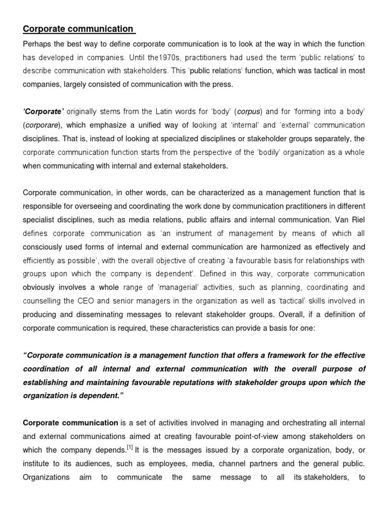 Corporate Communication | PDF | Reputation | Public Relations