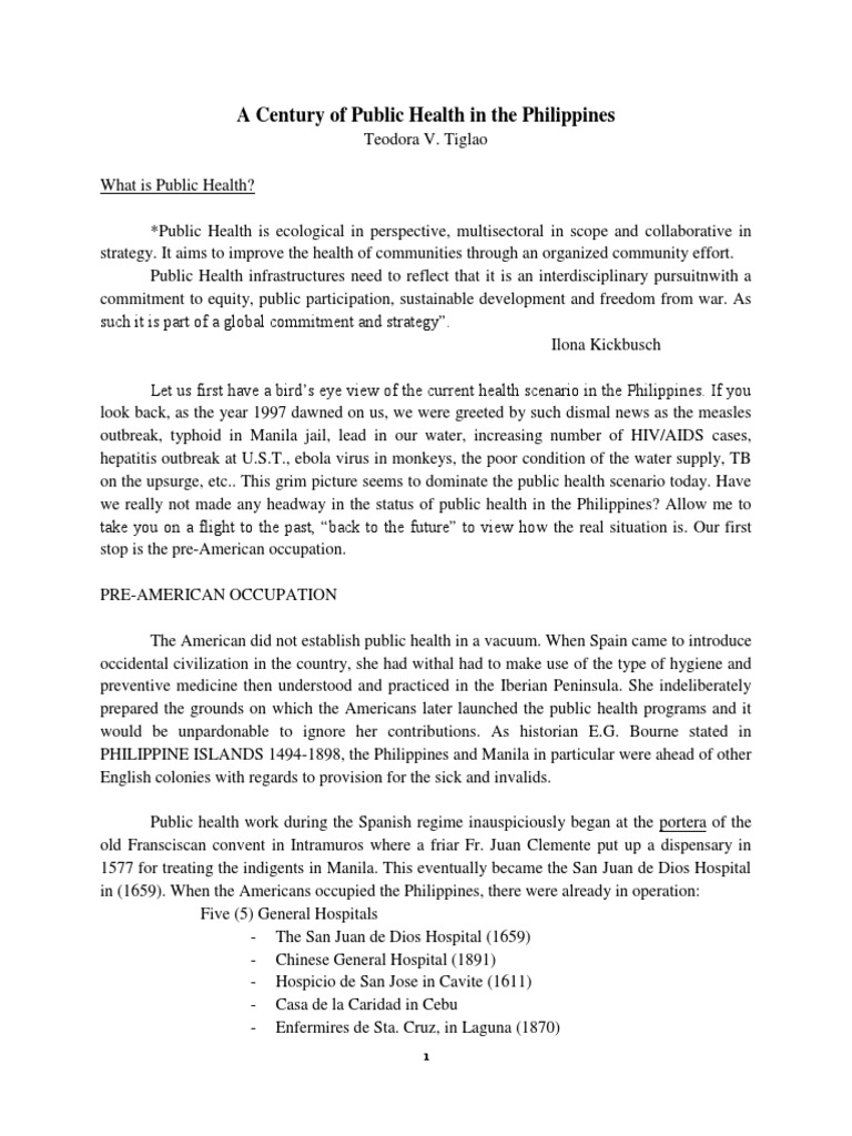 A Century of Public Health in the Philippines | PDF | Public Health ...