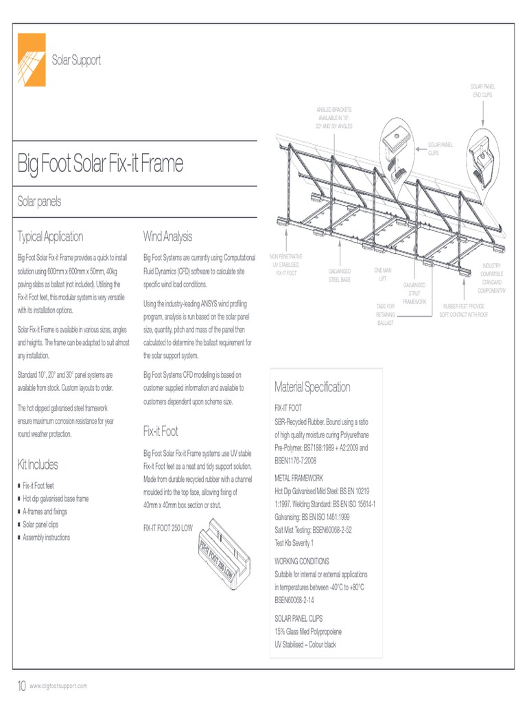 Big Foot Solar Fix-it Frame Overview | PDF | Solar Panel | Galvanization