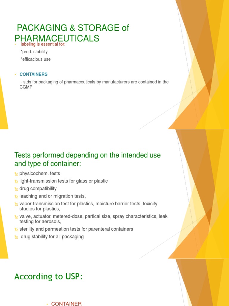 Packaging & Storage of Pharmaceuticals: Labeling Is Essential For | PDF