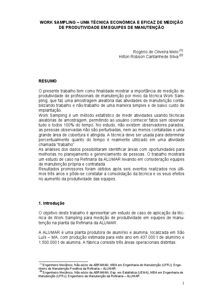 Work Sampling | PDF | Intervalo de confiança | Tempo