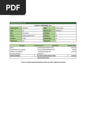Accenture PaySlip