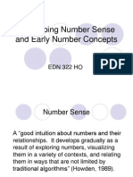 Developing Number Sense and Early Number Concepts: Edn 322 Ho