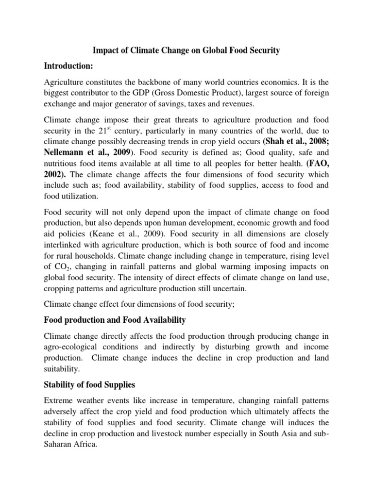Climate Change's Impact on Food Security | PDF | Food Security ...