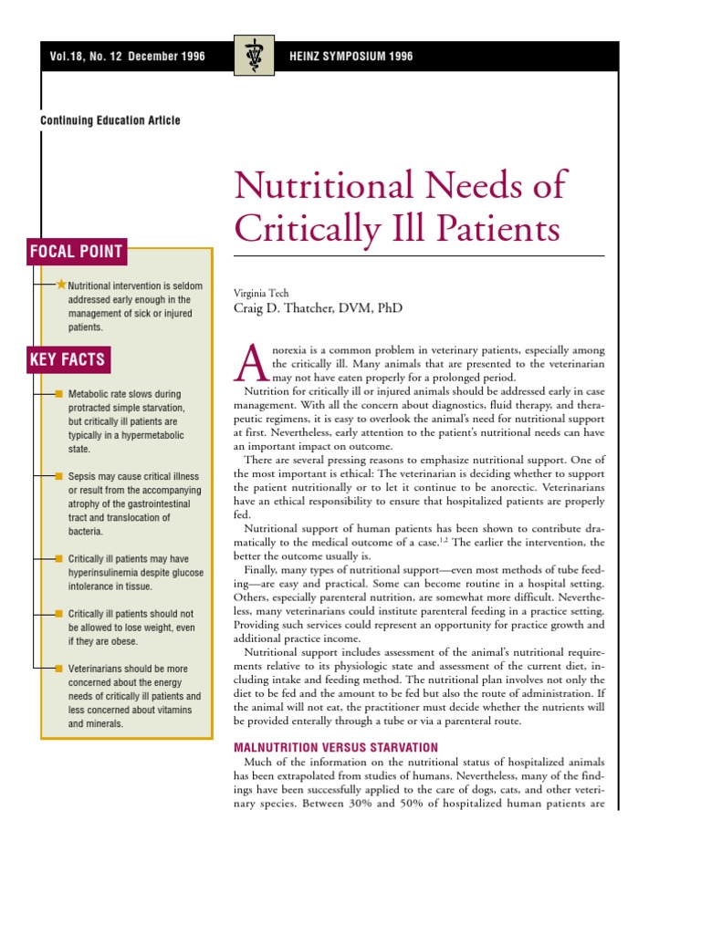 Nutritional Needs of Critically Ill Patients | PDF | Starvation | Nutrition