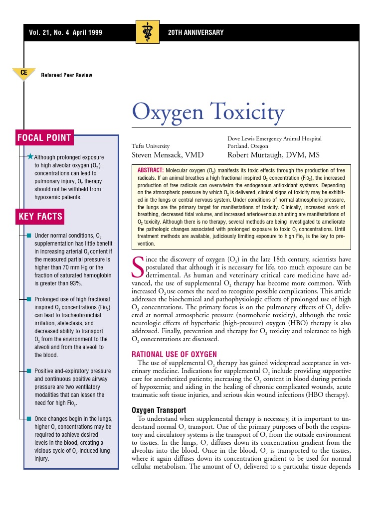 Oxygen Toxicity PDF Blood Hypoxia (Medical)
