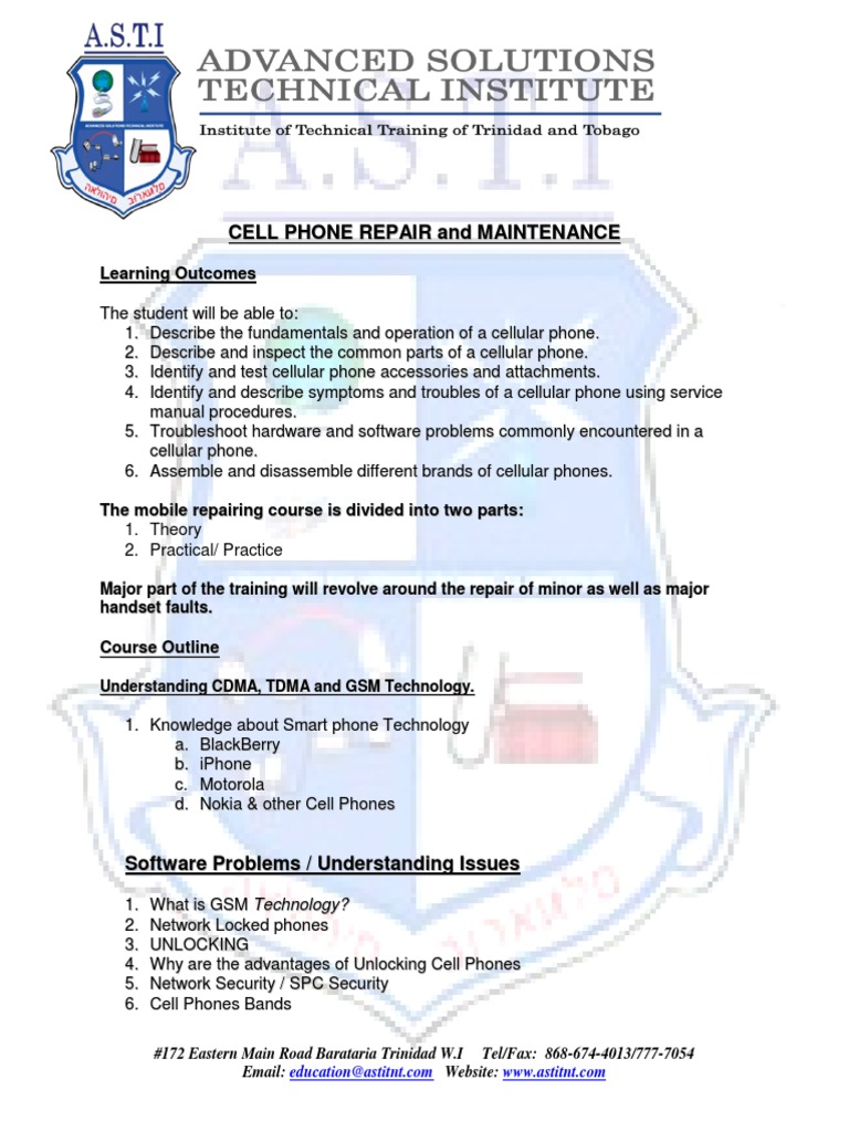 Cell Phone Repair and Maintenance | PDF