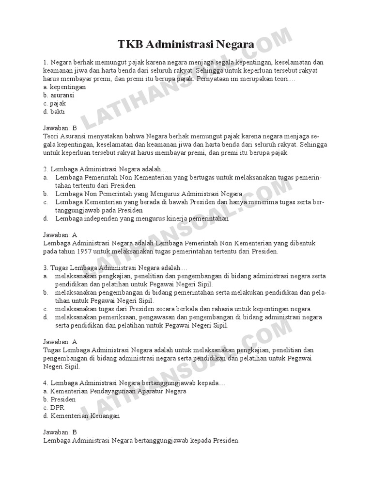 Soal Ujian Hukum Administrasi Negara Ilmusosial Id