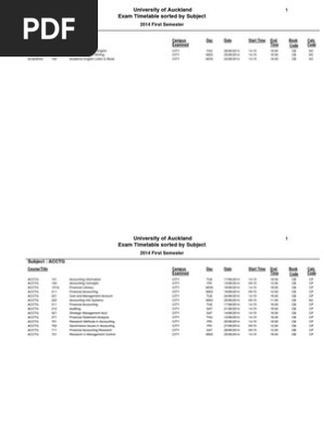 1143 Exam Timetable by Subject