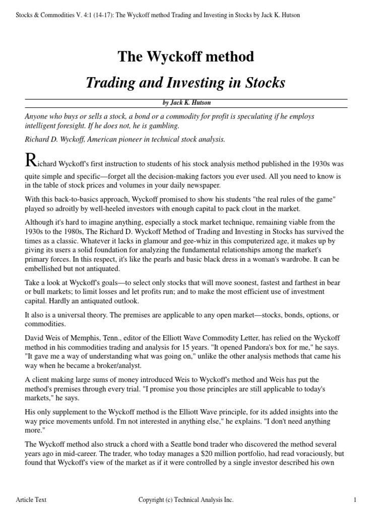 The Wyckoff Method PDF Technical Analysis Stocks