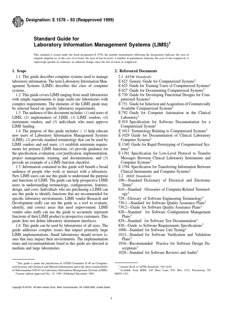 ASTM Laboratory Information Management Systems Rte1nzg PDF