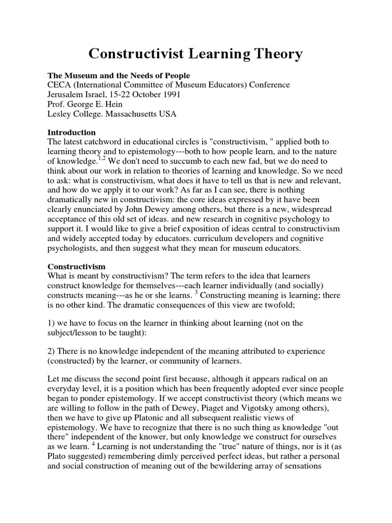 Constructivist Learning Theory | PDF | Constructivism (Philosophy Of ...