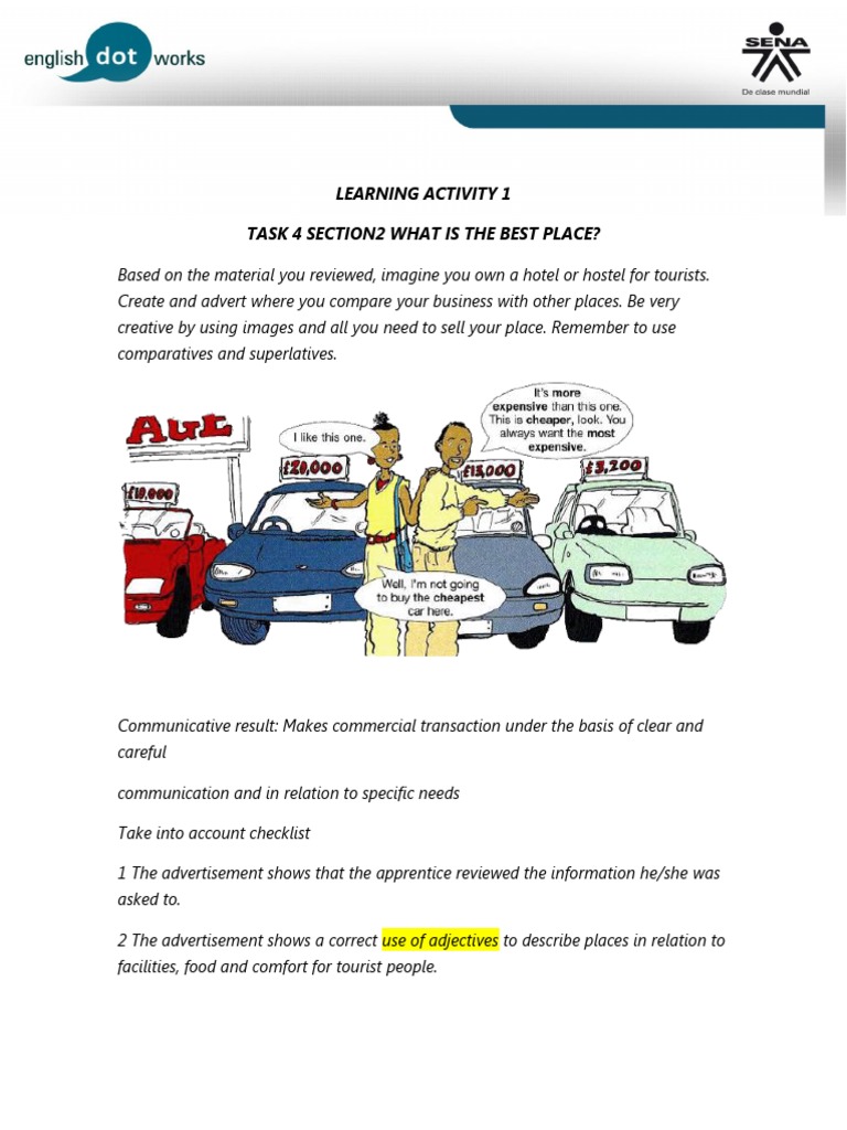 Learning Activity 1 Task 4 Section2 What Is The Best Place? | PDF