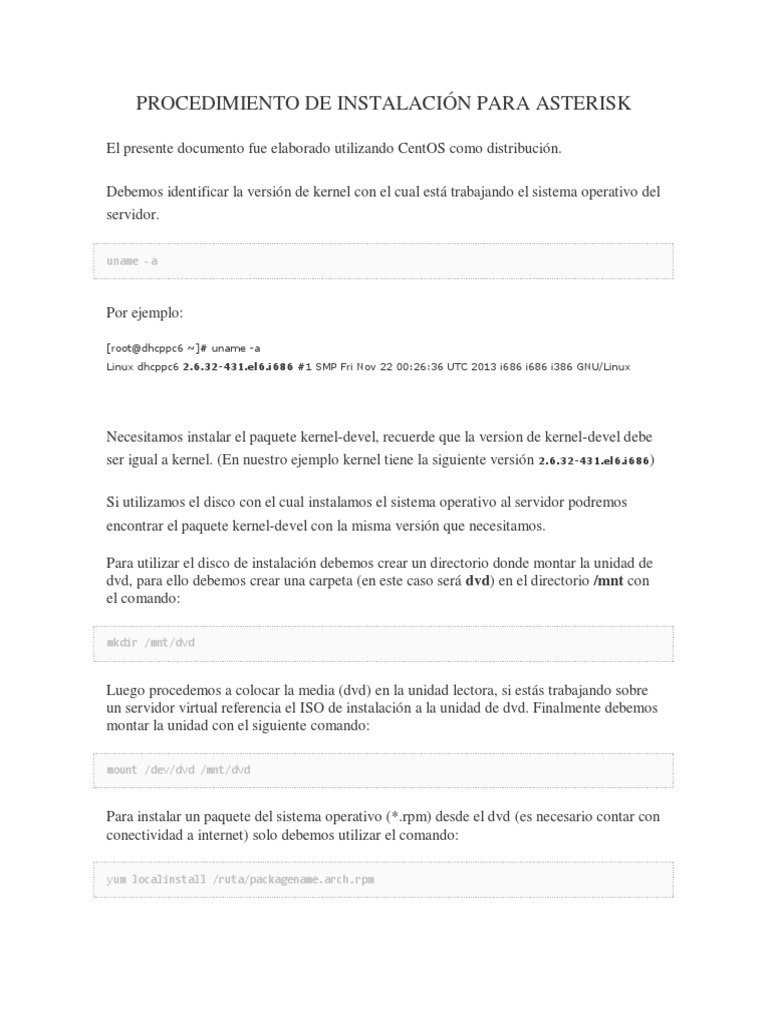 Guía de Instalación de Asterisk en CentOS | PDF | Archivo de ...