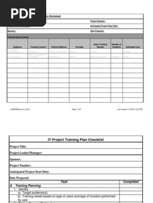 It Pm Training Worksheet