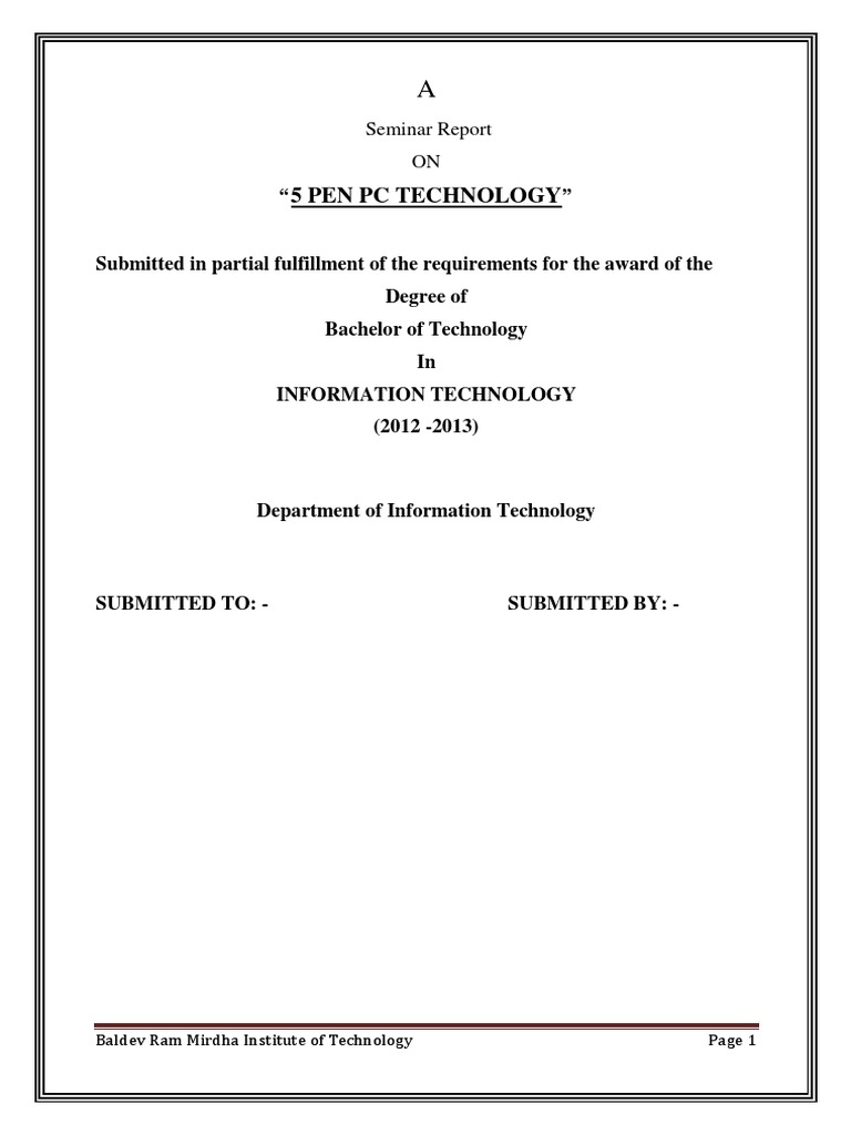 Seminar on 5 Pen PC Technology | PDF | Central Processing Unit | Ieee ...
